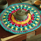 Hand Hook Flower Retro Round Placemat